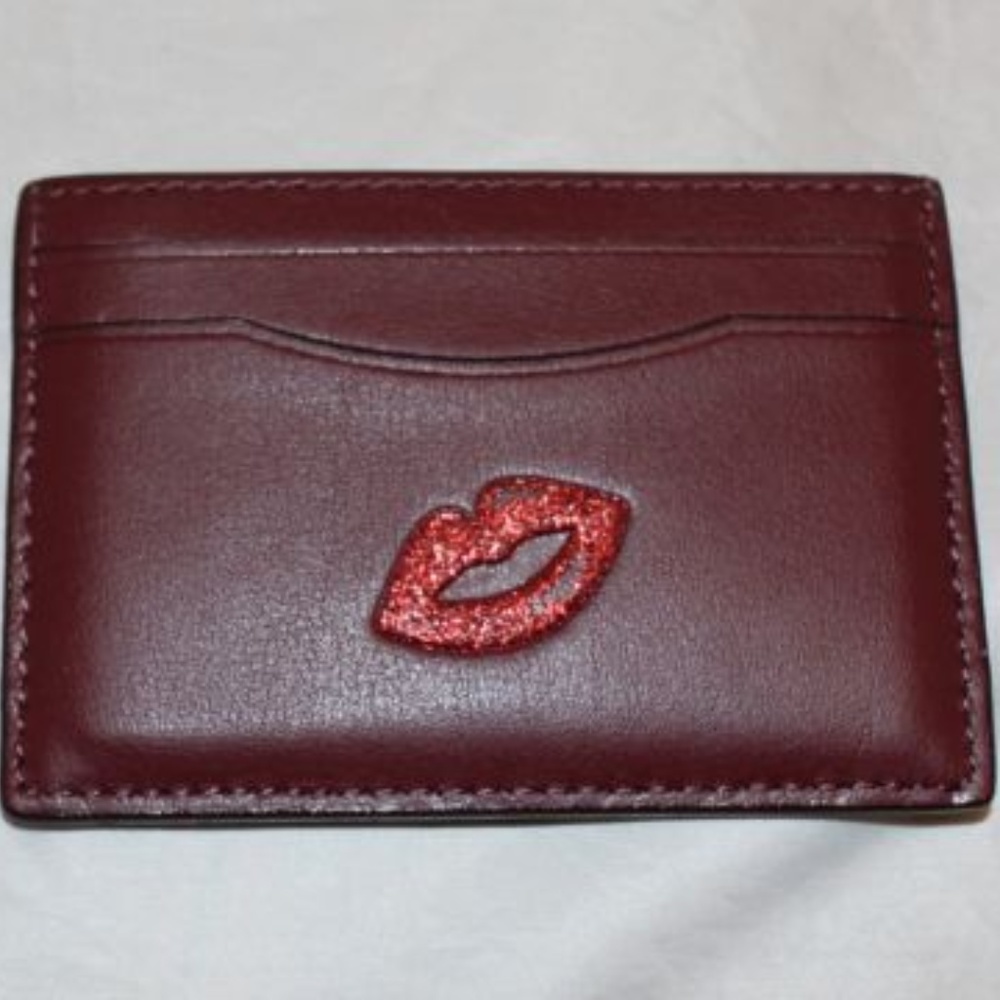 NEW Coach Card Case with Glitter Lips